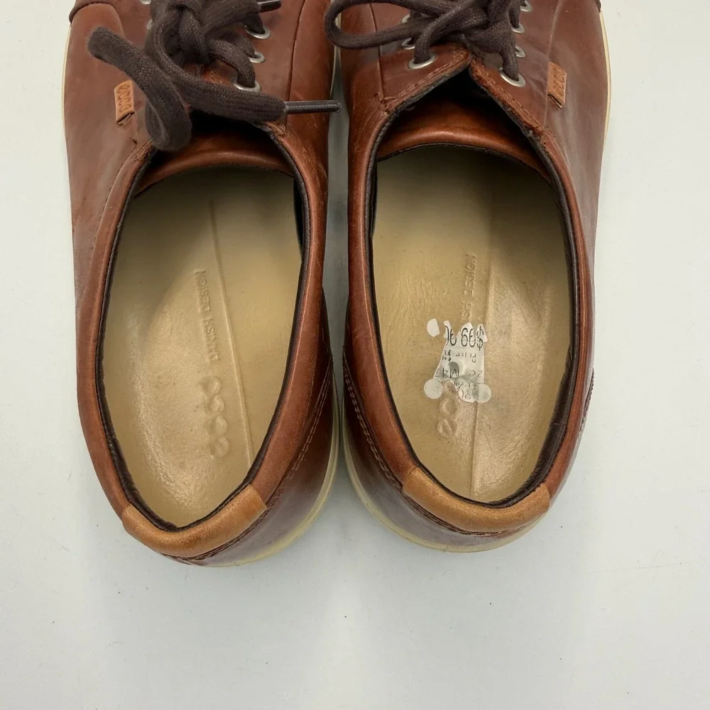 ECCO Soft 7 Mens Cognac Brown Leather Low Top Sneakers Preppy Size 13 EU 47